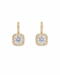 CZ Square Halo Earrings