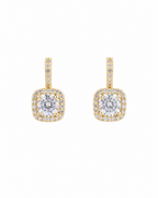CZ Square Halo Earrings