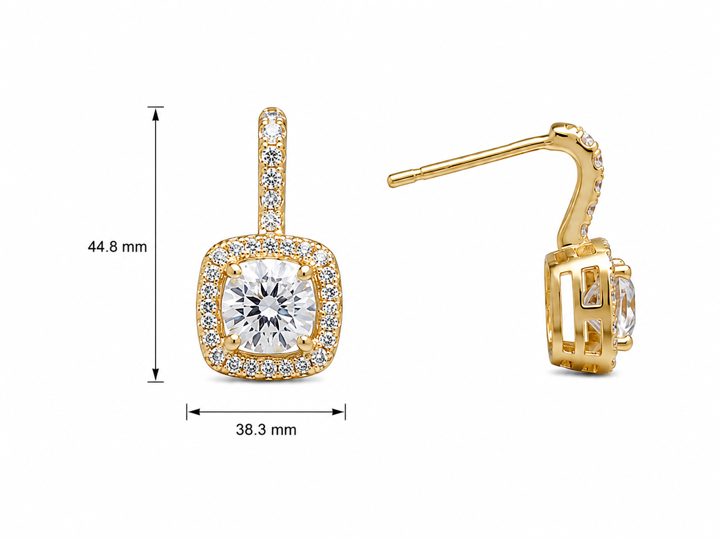 CZ Square Halo Earrings