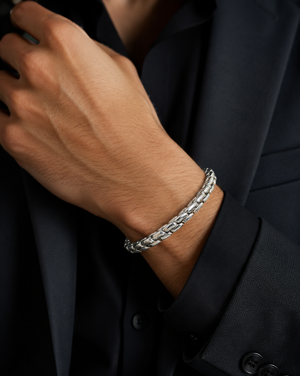 Steel Oxidised Mens Bracelet