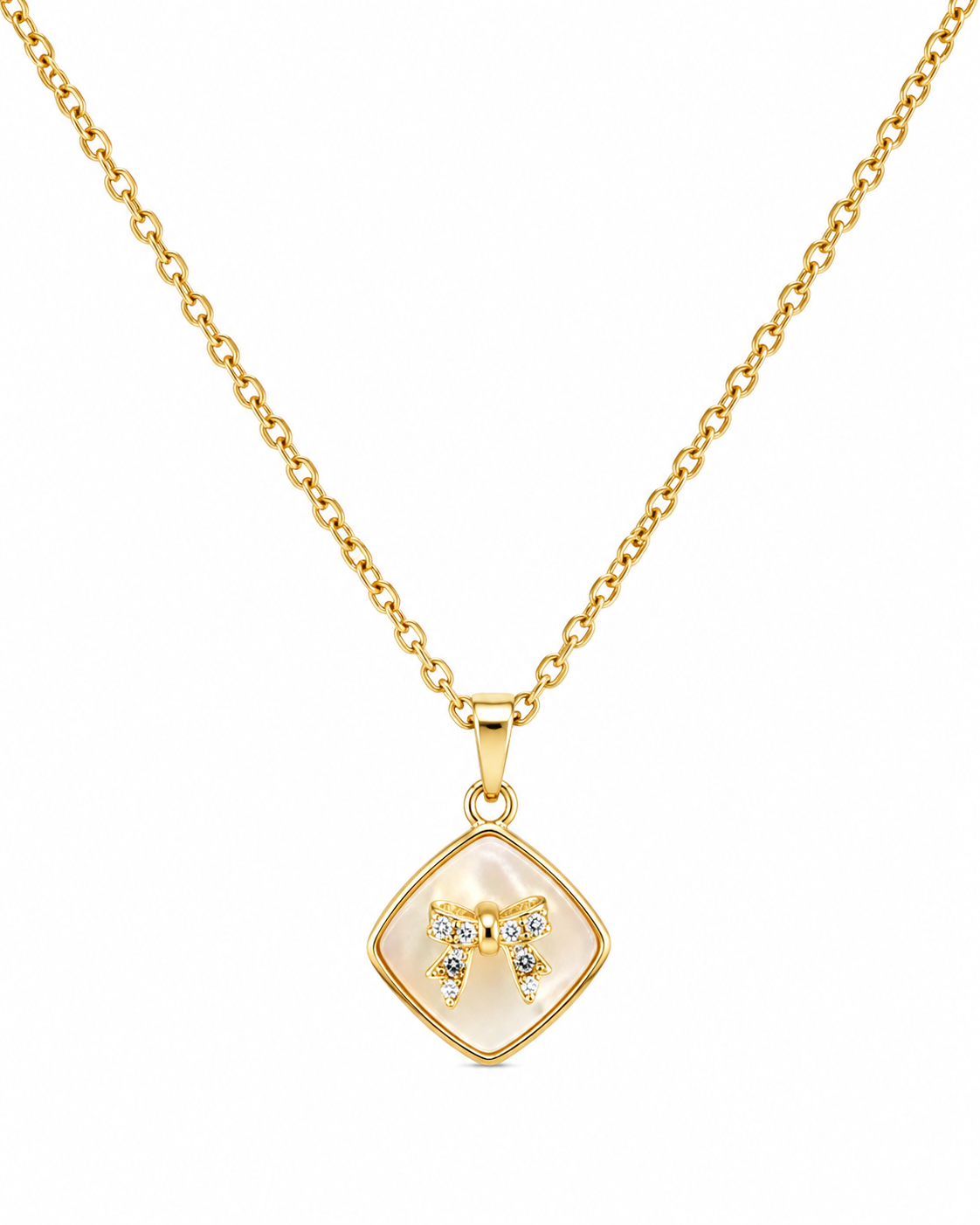 Sparkling Bow Stainless Steel Chain Pendant