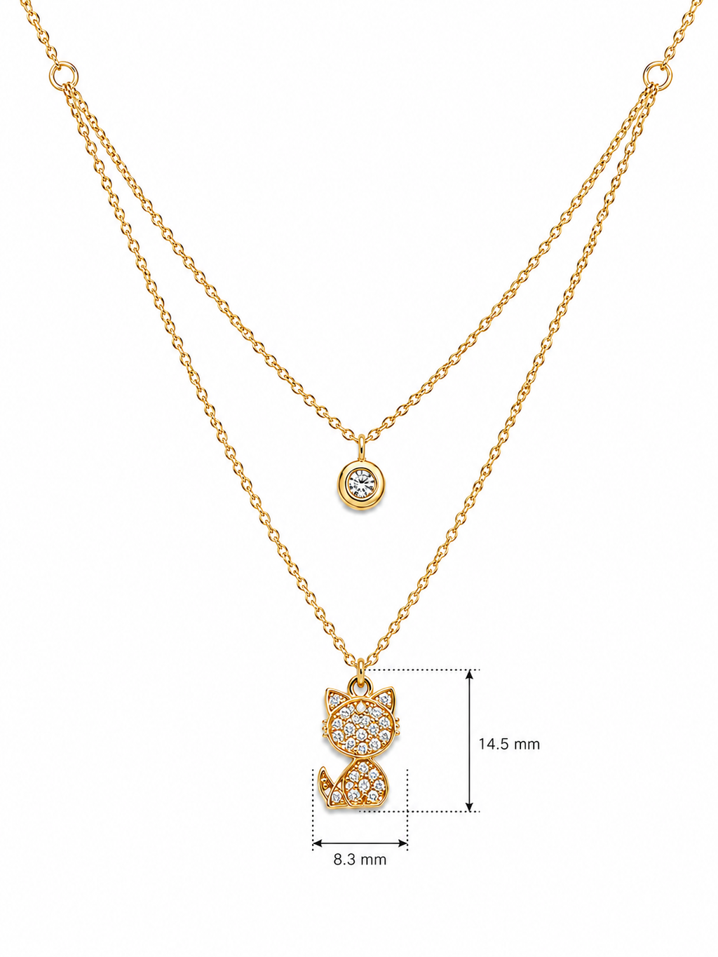 Two Layer Cat Charm Necklace