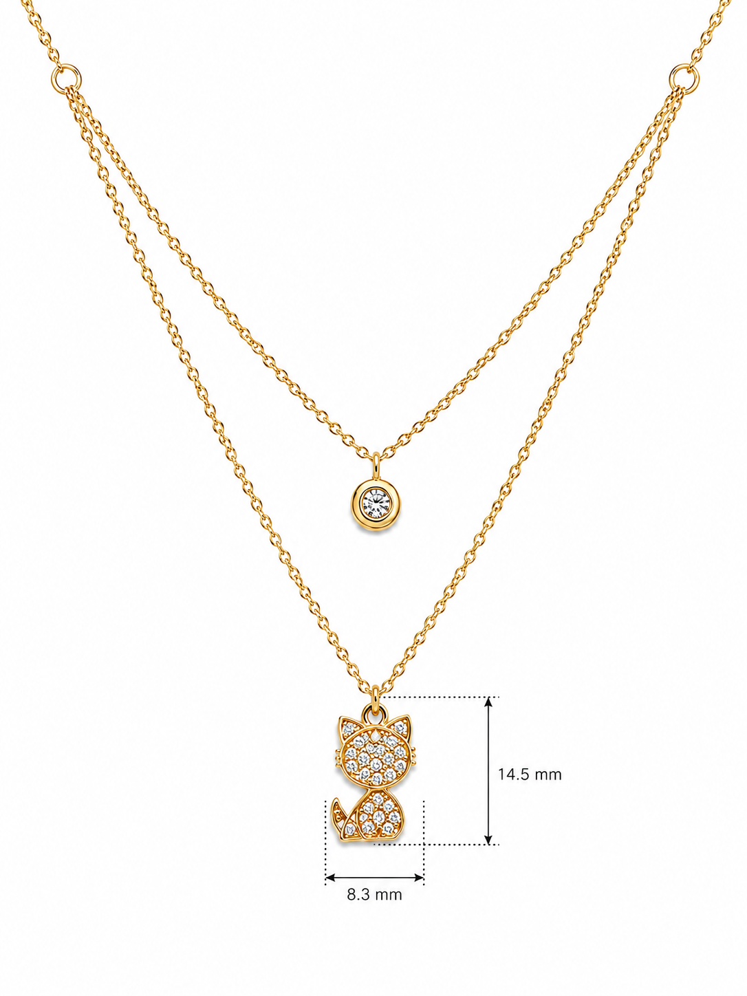 Two Layer Cat Charm Necklace
