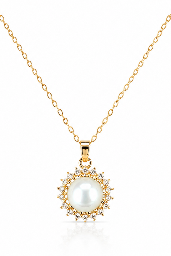 CZ Studded Pearl Pendant
