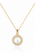 CZ Studded Pearl Pendant