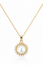 CZ Studded Pearl Pendant