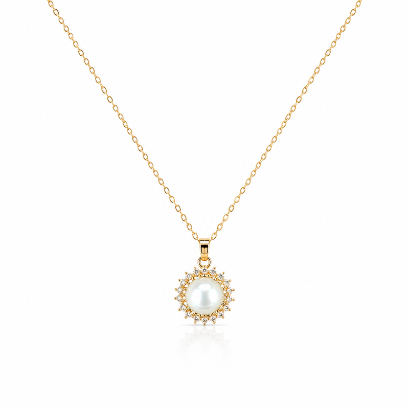 CZ Studded Pearl Pendant