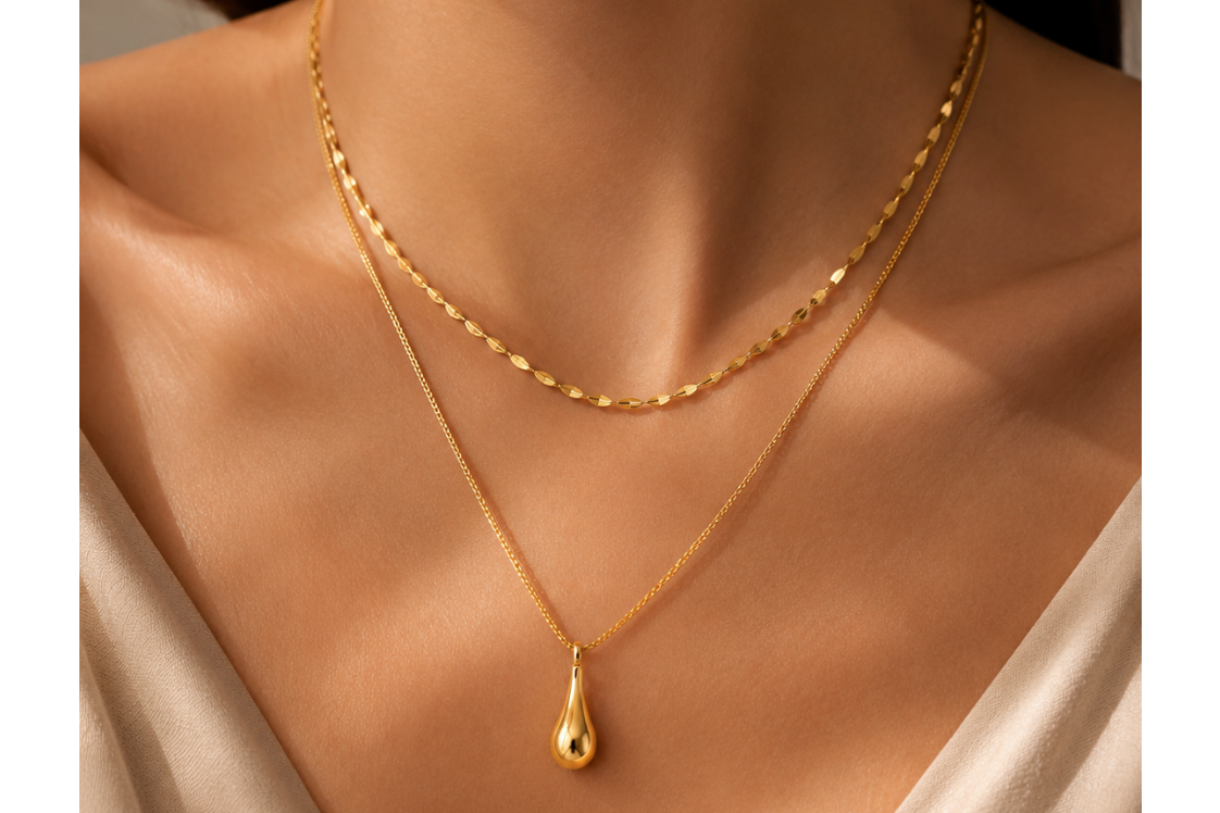 Double Layer Drop Necklace