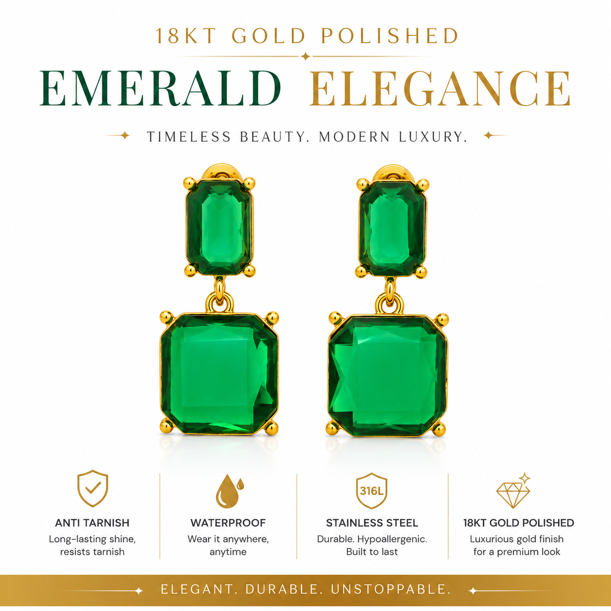 Green Emerald Earring