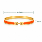 Steel Orange Enamel Mens Bracelet