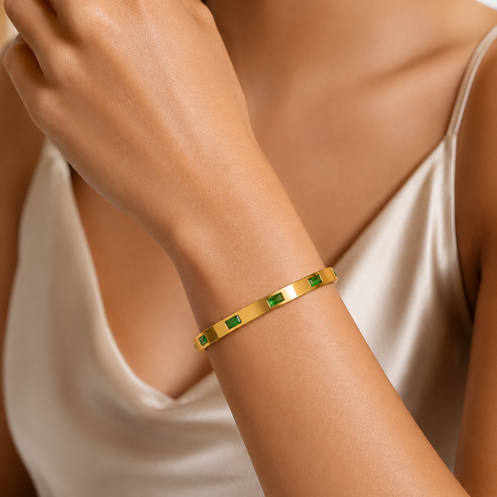 Steel Emerald Bracelet