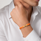 Steel Orange Enamel Mens Bracelet