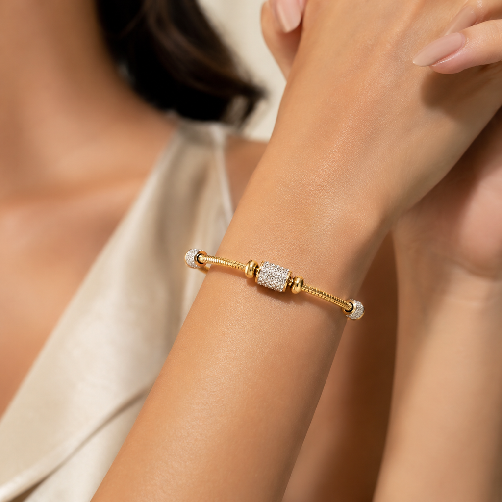 Steel Square CZ Bracelet