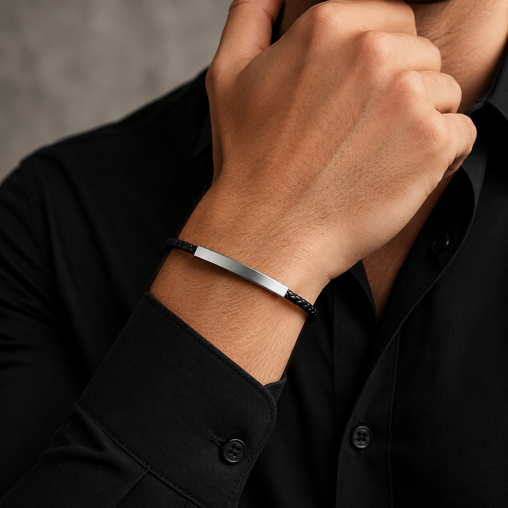 Steel Leather Sleek Bracelet