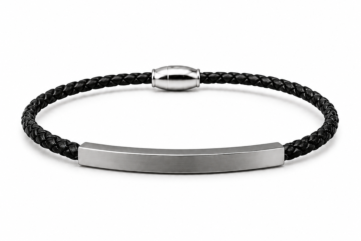 Steel Leather Sleek Bracelet
