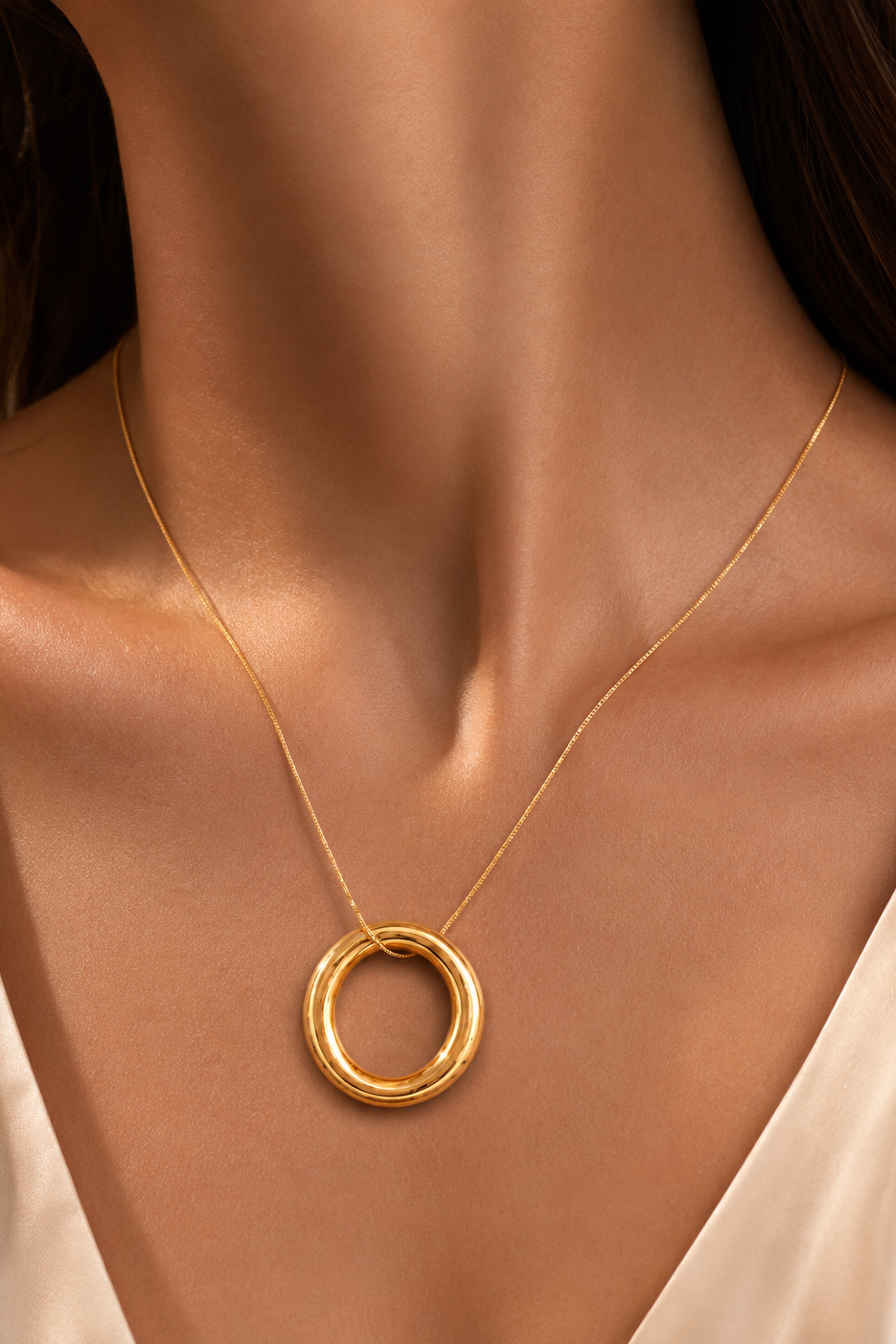 18k Gold Plated Big Circle Pendant