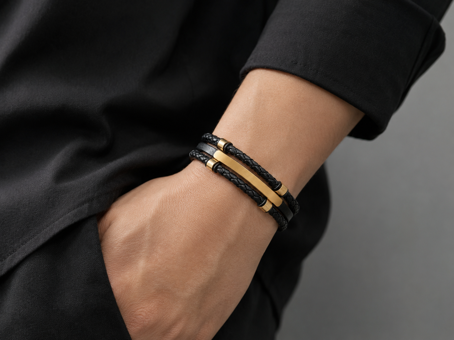 Black Leather Bracelet