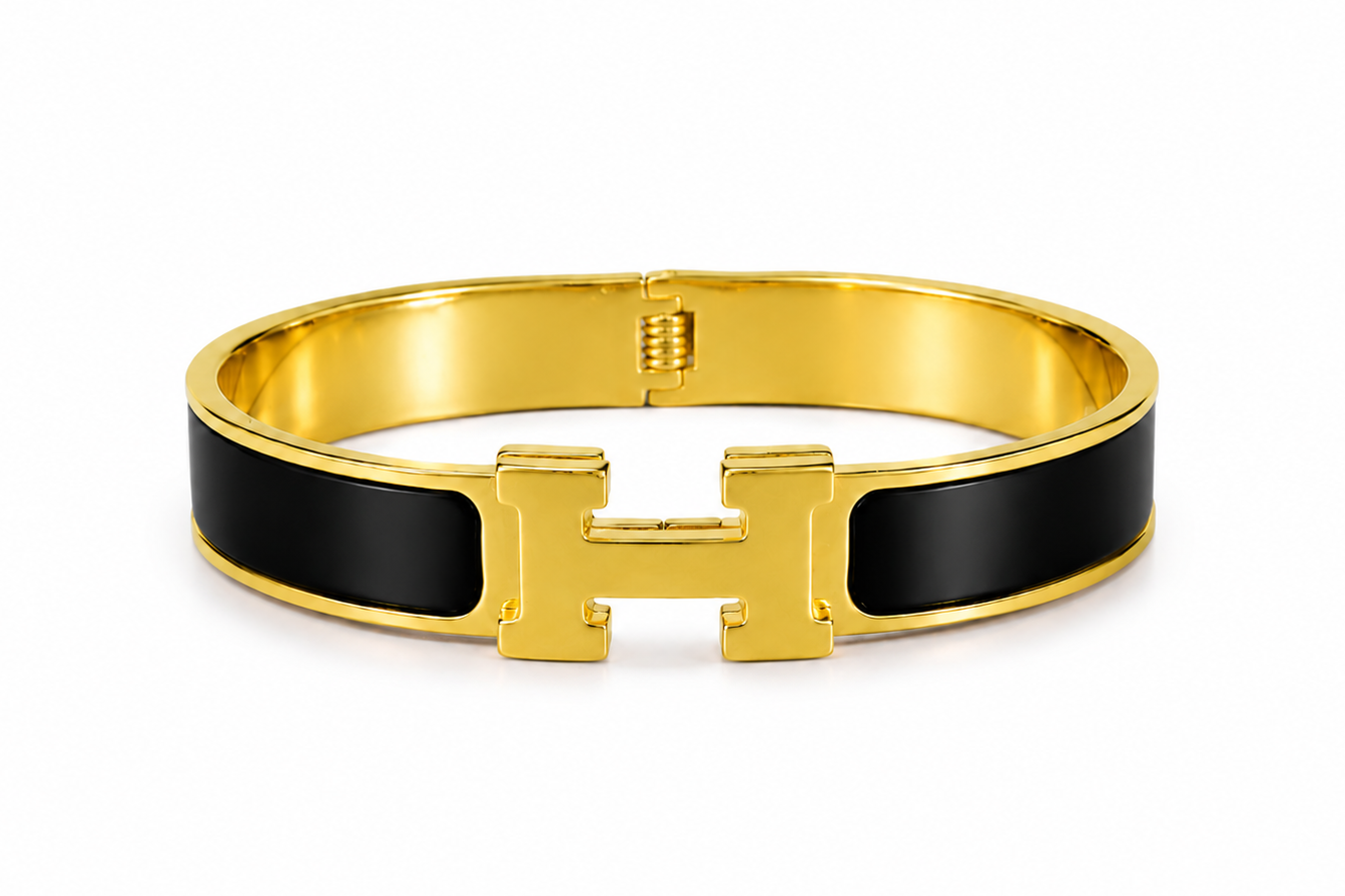 Steel Black Enamel Bracelet