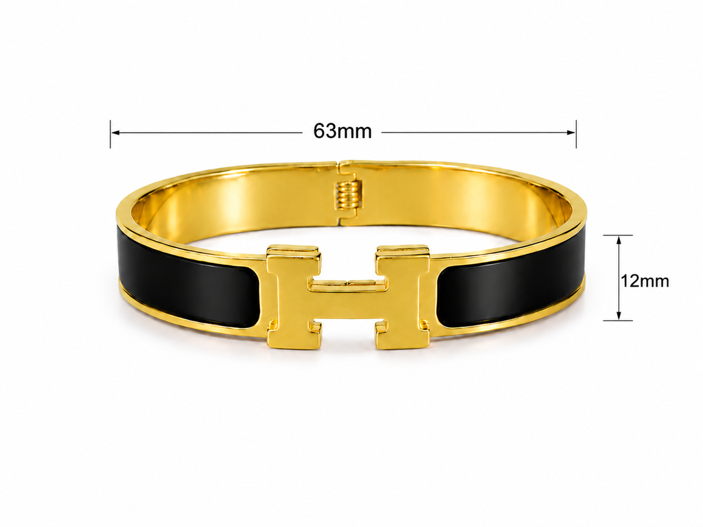Steel Black Enamel Bracelet