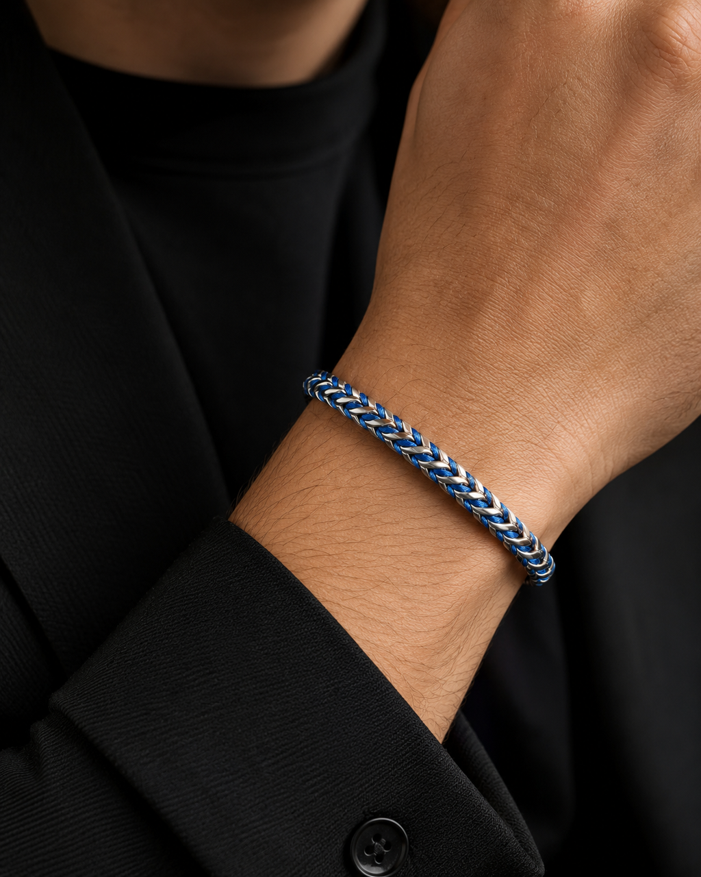 Steel with Blue thread Bracelet