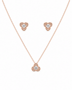 Steel Flower with Centre Solitaire Pendant Set