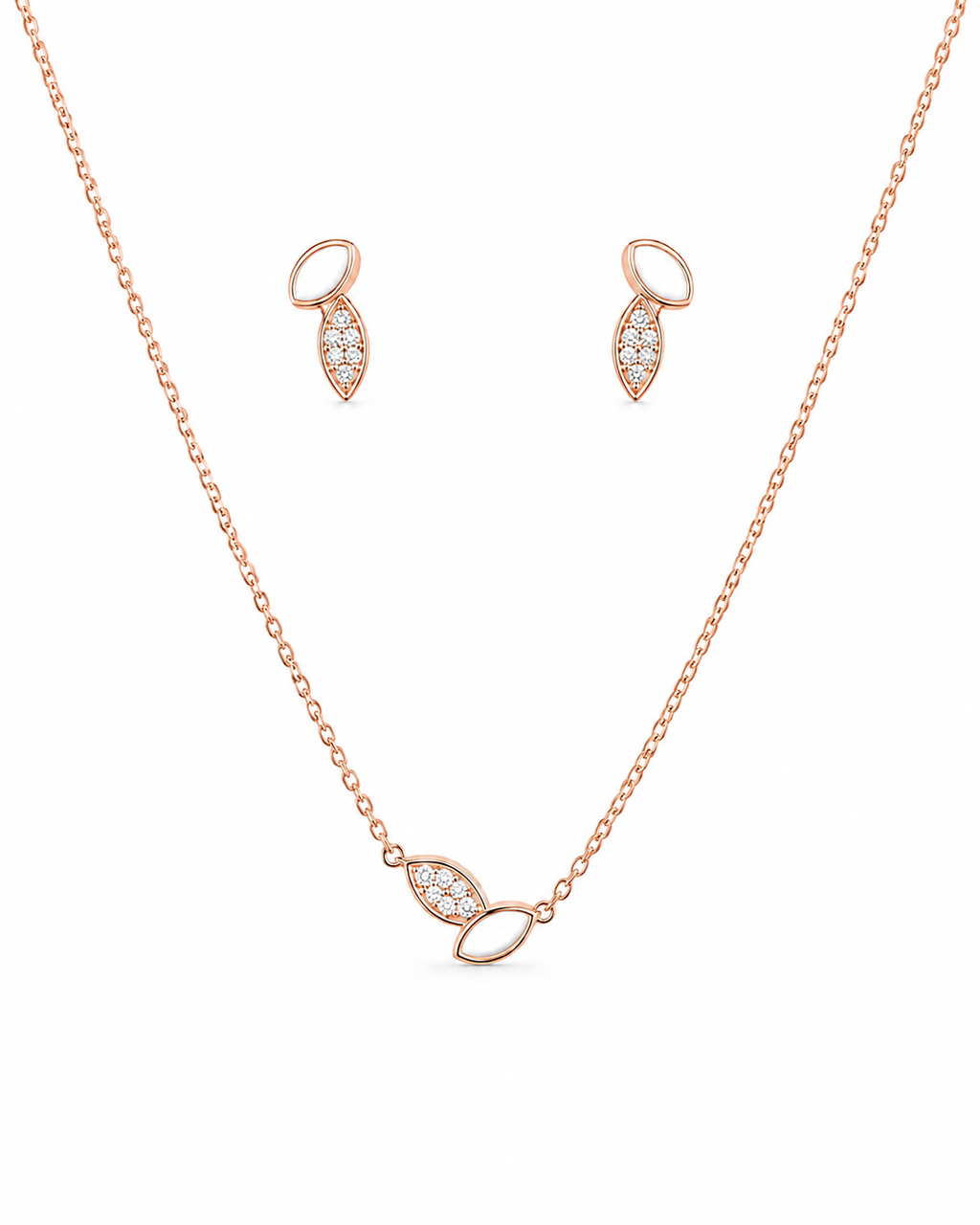 Steel MOP with Marquee Diamond Pendant Set