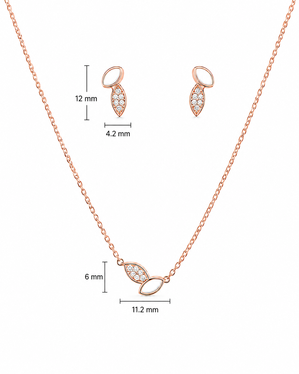 Steel MOP with Marquee Diamond Pendant Set