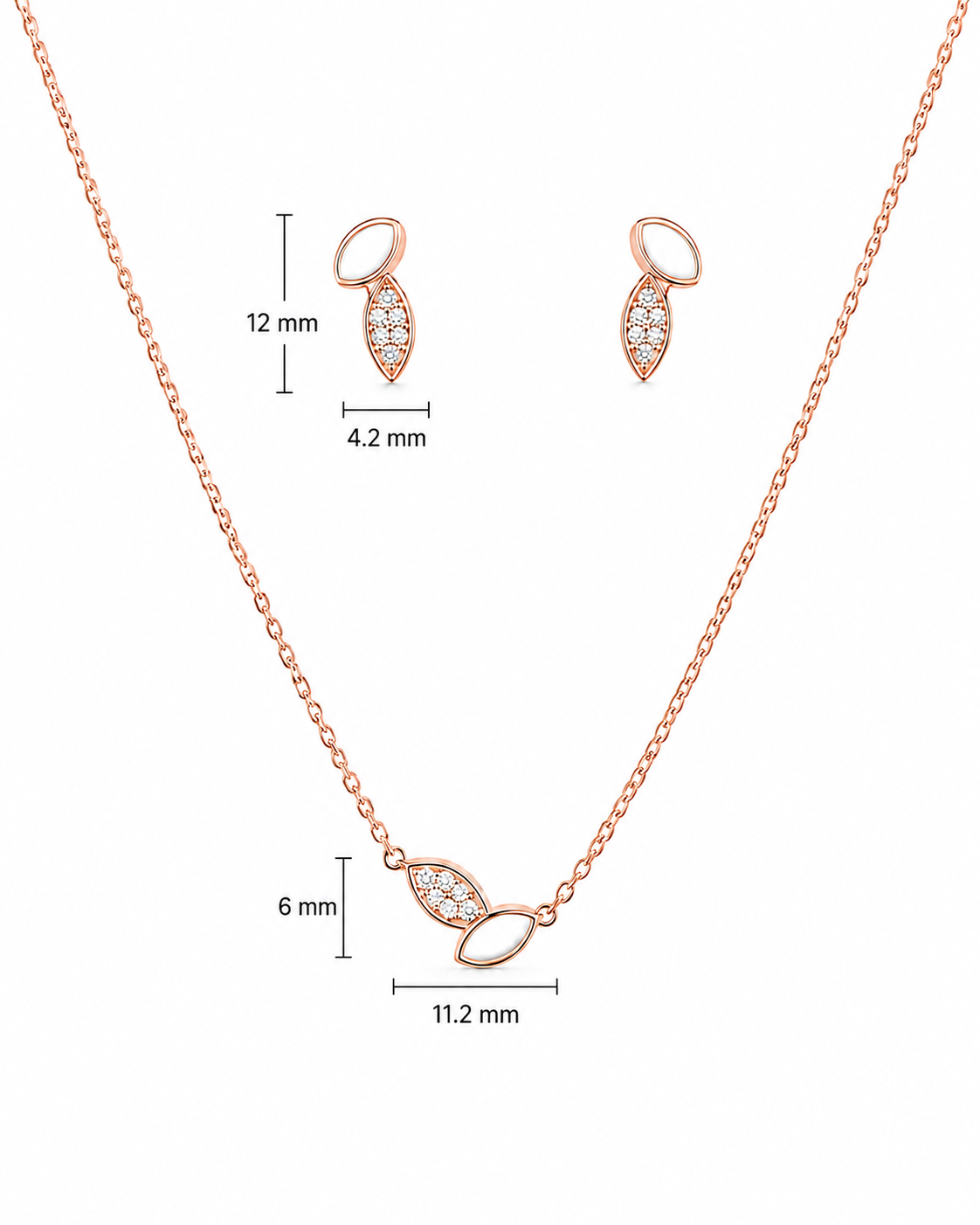 Steel MOP with Marquee Diamond Pendant Set