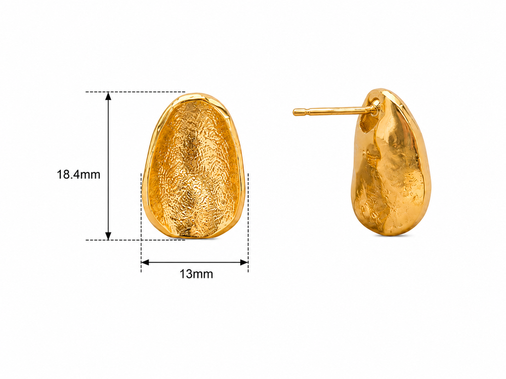 Textured Oval Stainless Steel Earrings