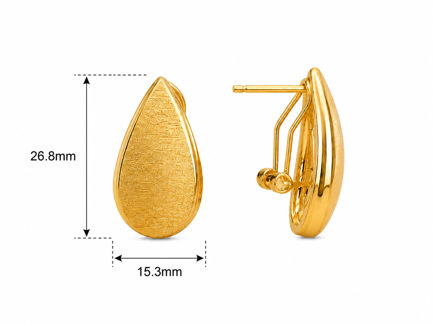 Textured Teardrop Stainless Steel Earrings