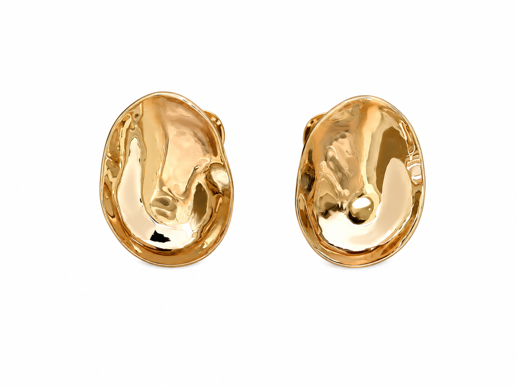 Gold Plated Pebble Shape Stud Earrings