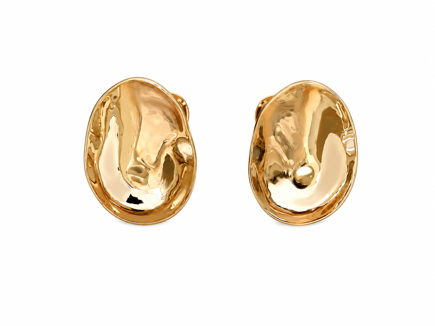 Gold Plated Pebble Shape Stud Earrings