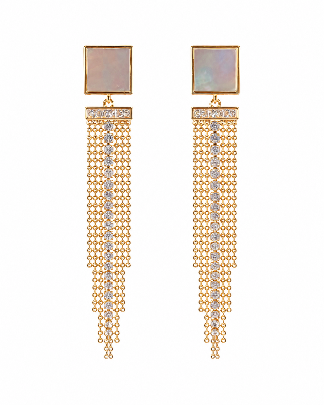 Crystal Tassel Pearl Steel Earring