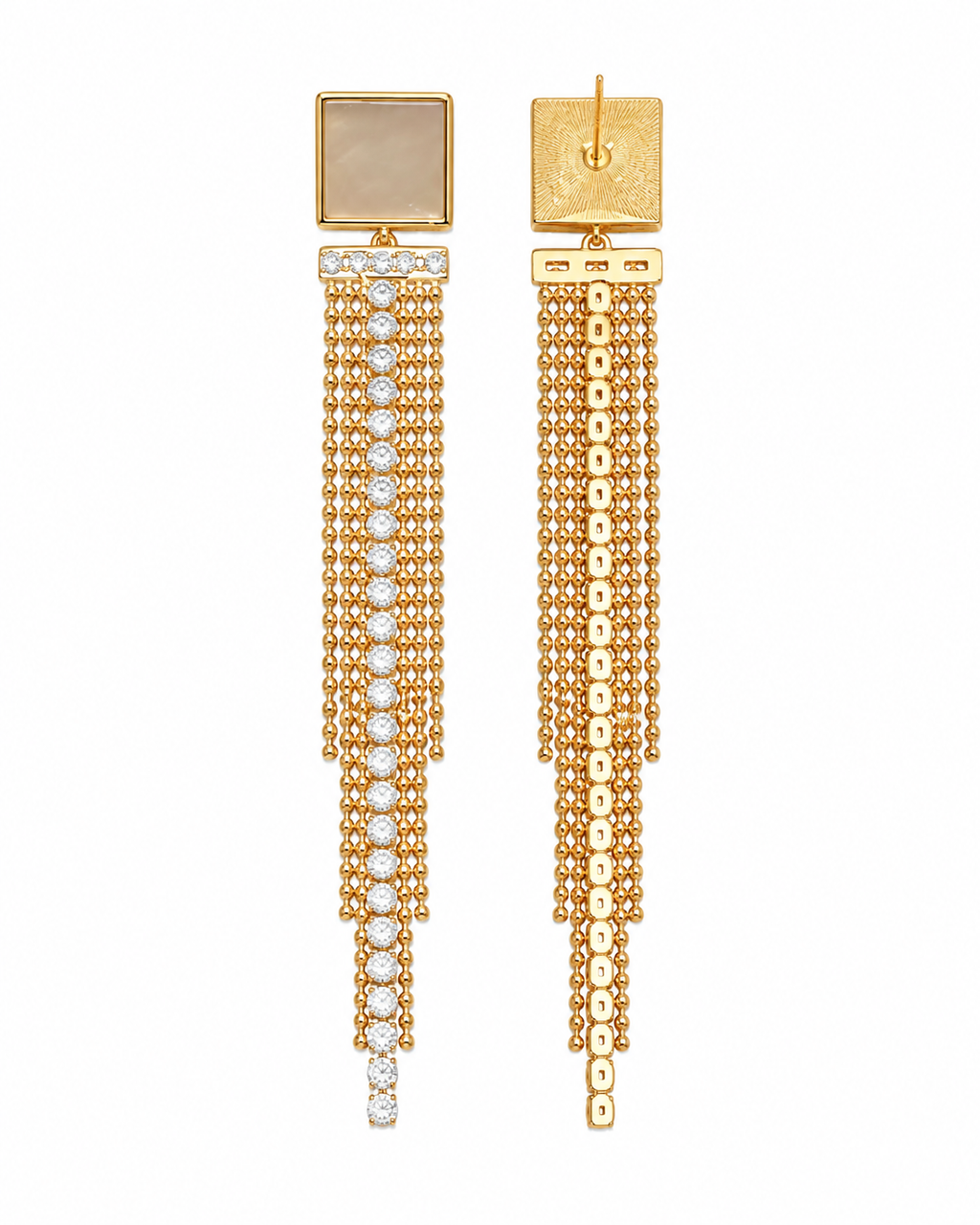 Crystal Tassel Pearl Steel Earring