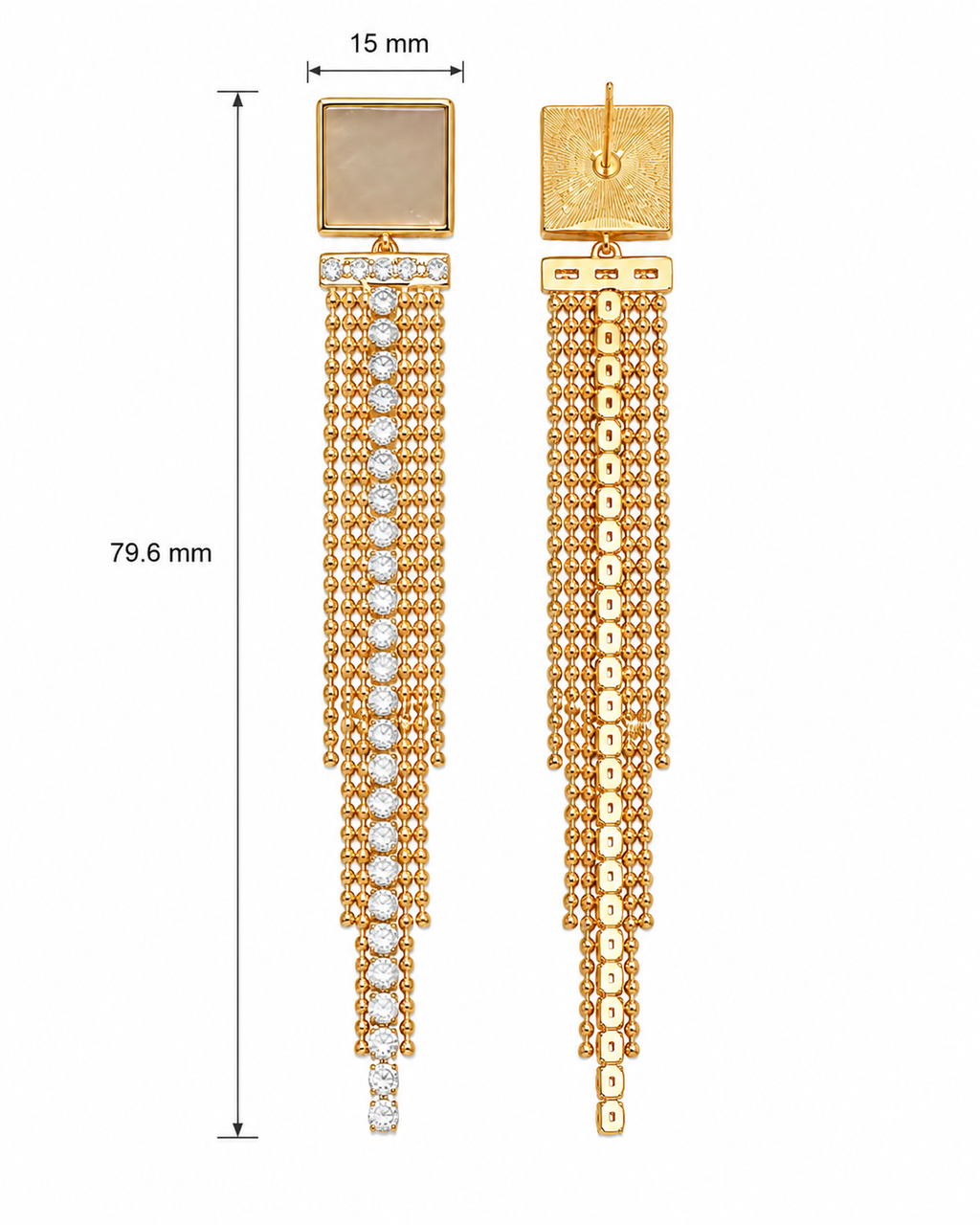 Crystal Tassel Pearl Steel Earring