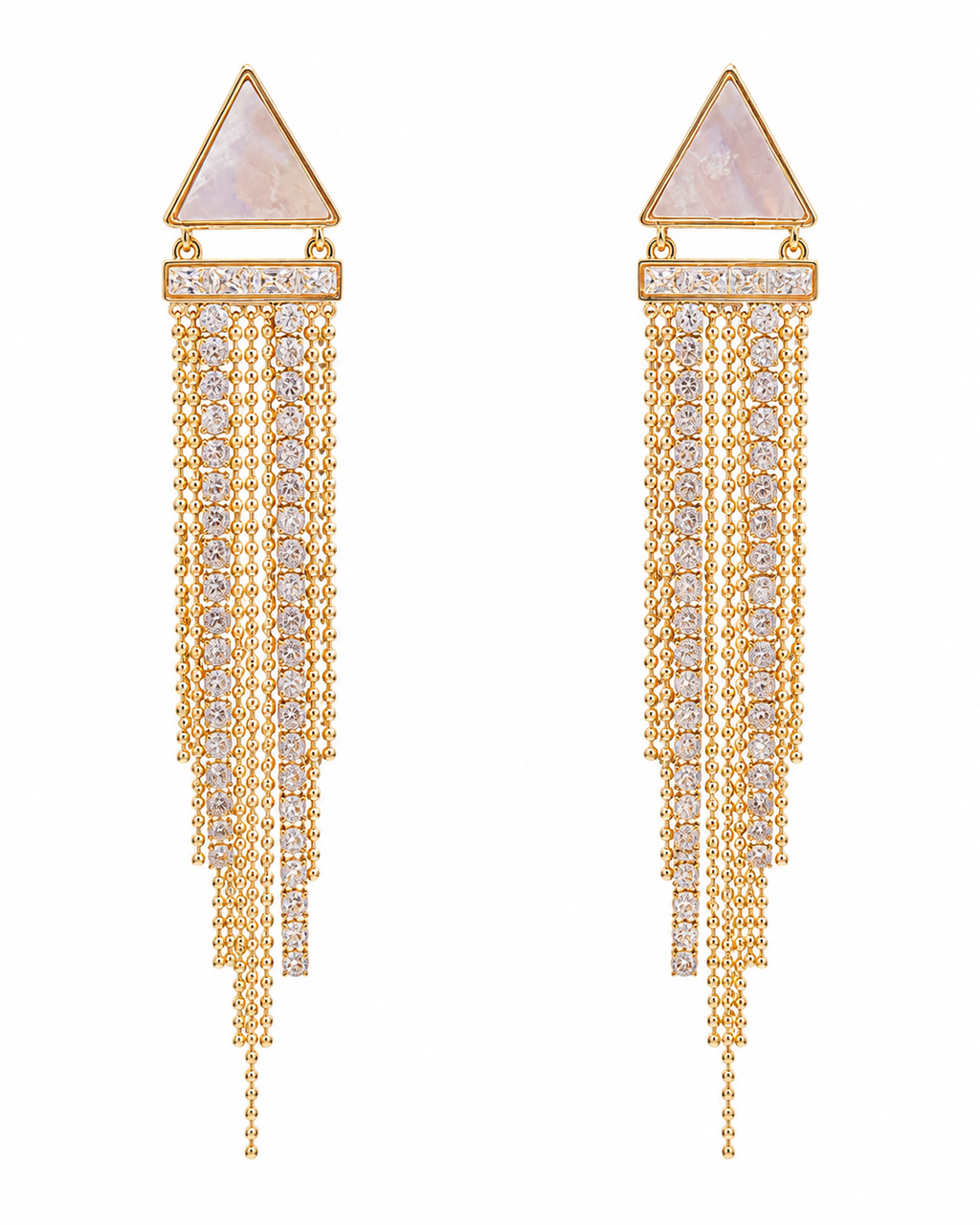 Triangle Mother of Pearl Tessel Earrings
