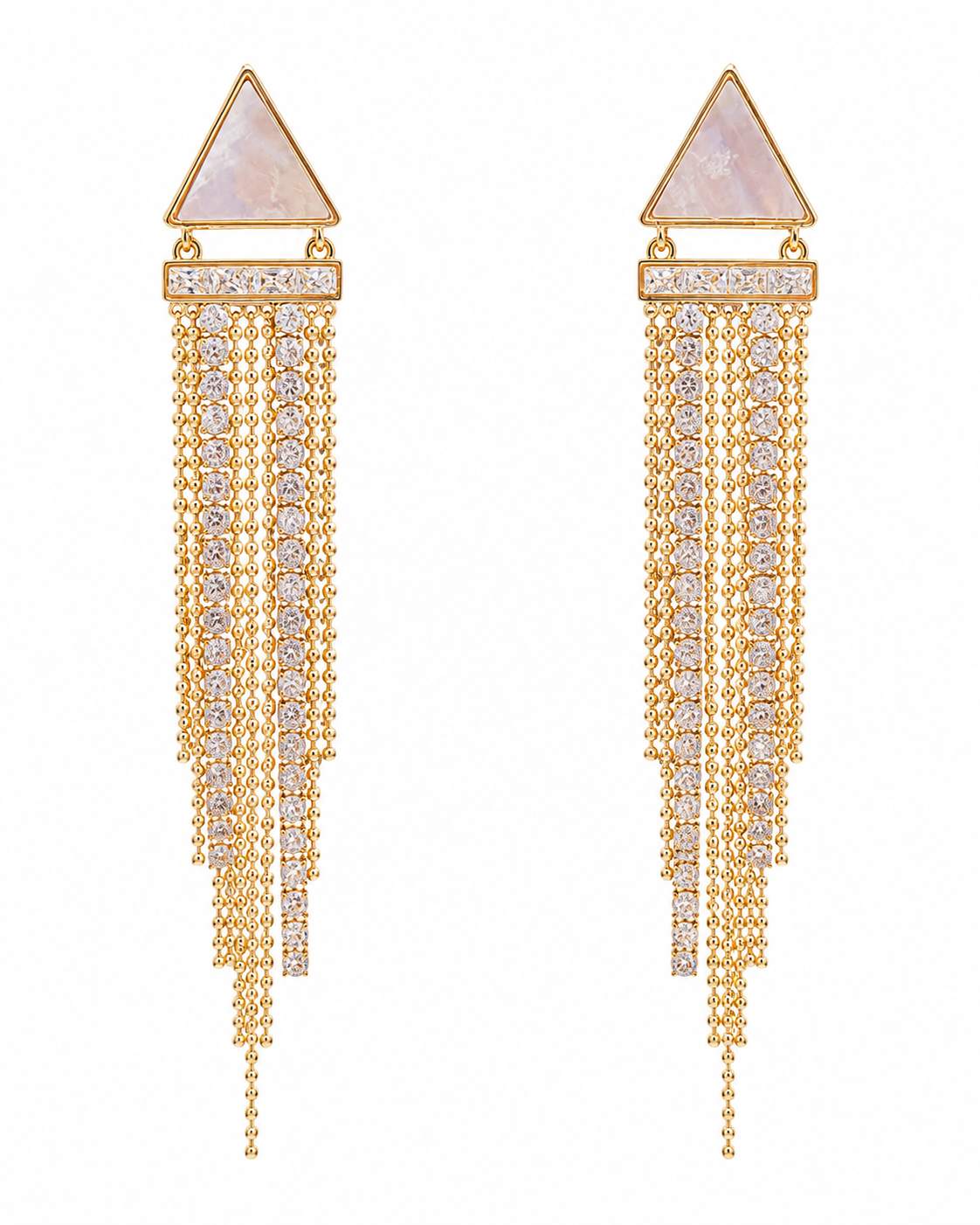 Triangle Mother of Pearl Tessel Earrings