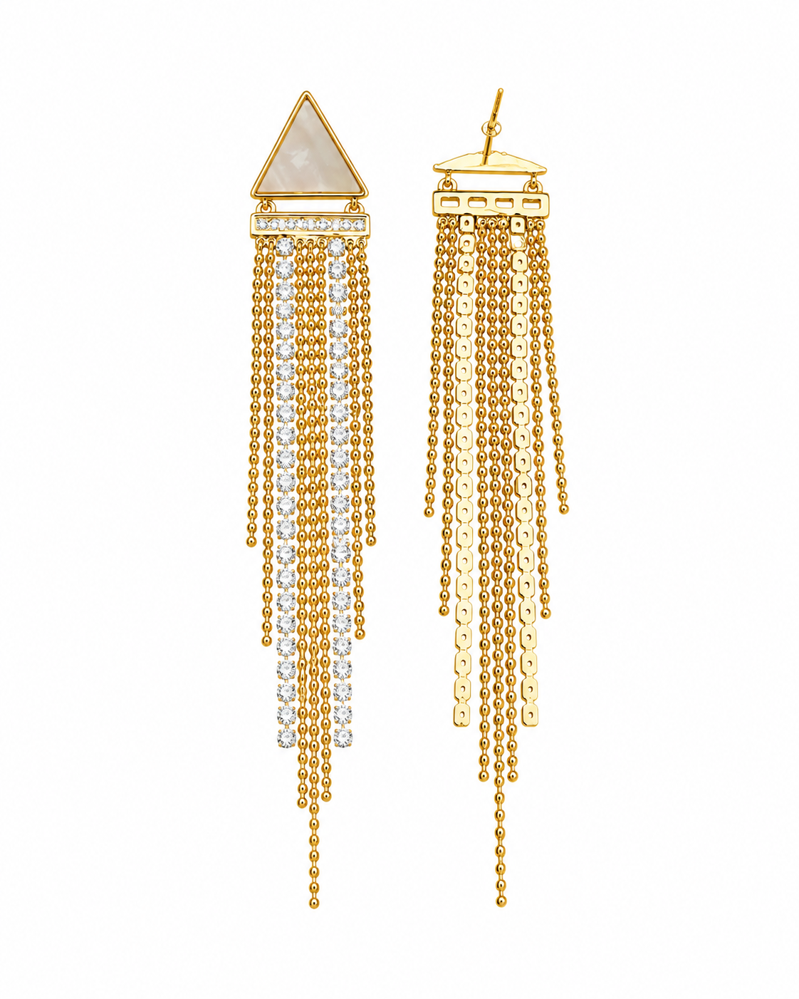 Triangle Mother of Pearl Tessel Earrings
