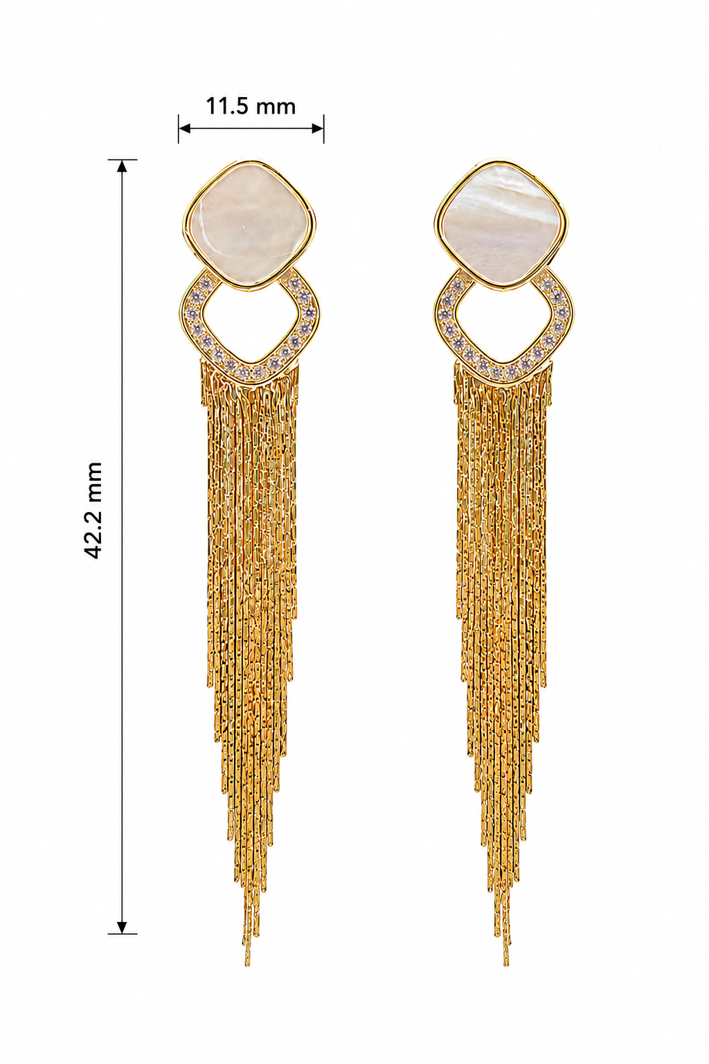 Mother of Pearl Gold Tassel Earrings