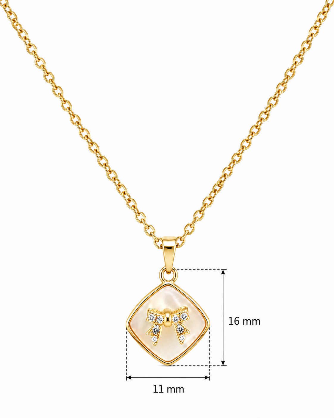 Sparkling Bow Stainless Steel Chain Pendant