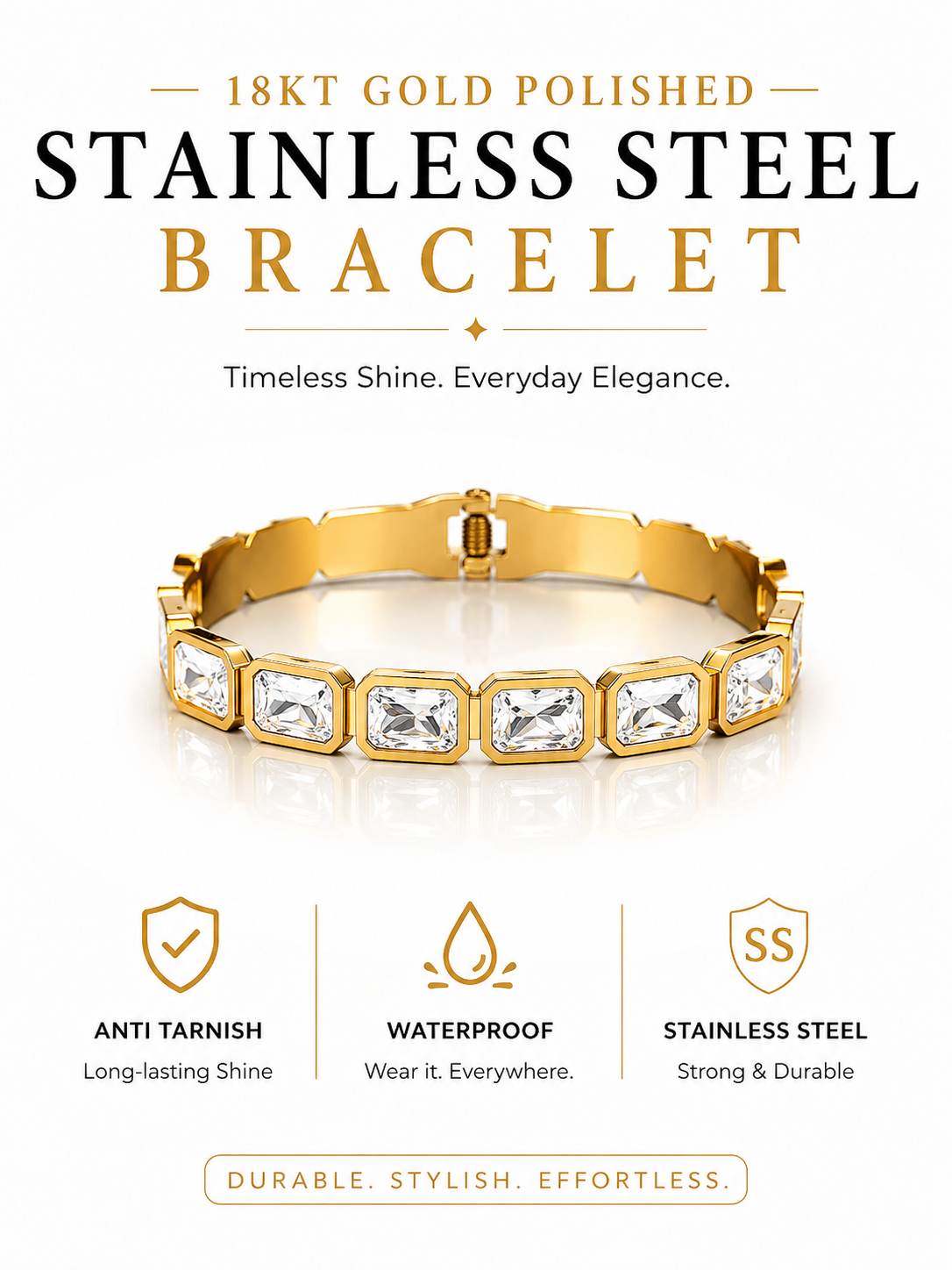 Stainless Steel Emerald CZ Bracelet
