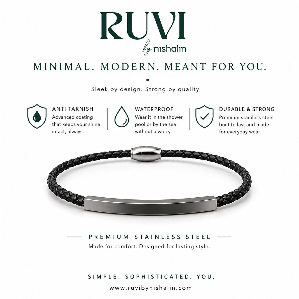 Steel Leather Sleek Bracelet