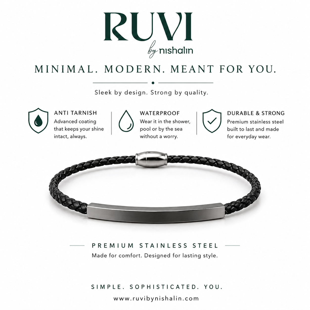 Steel Leather Sleek Bracelet