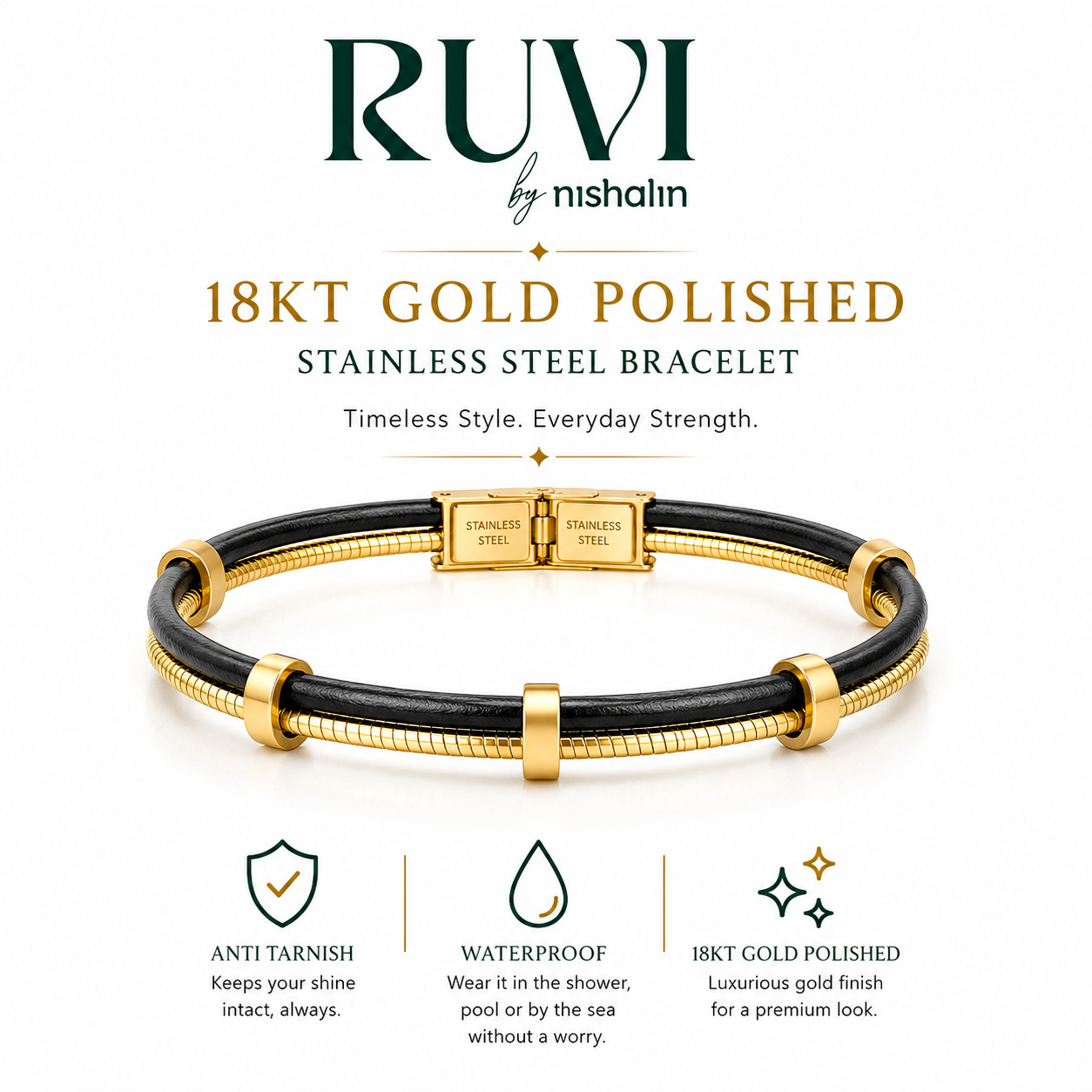 Steel Rubber Sleek Bracelet
