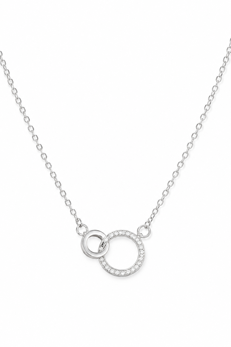 Steel Circle CZ Chain Pendant