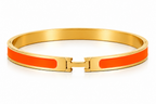 Steel Orange Enamel Mens Bracelet