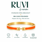 Steel Orange Enamel Mens Bracelet