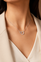 Steel Circle CZ Chain Pendant