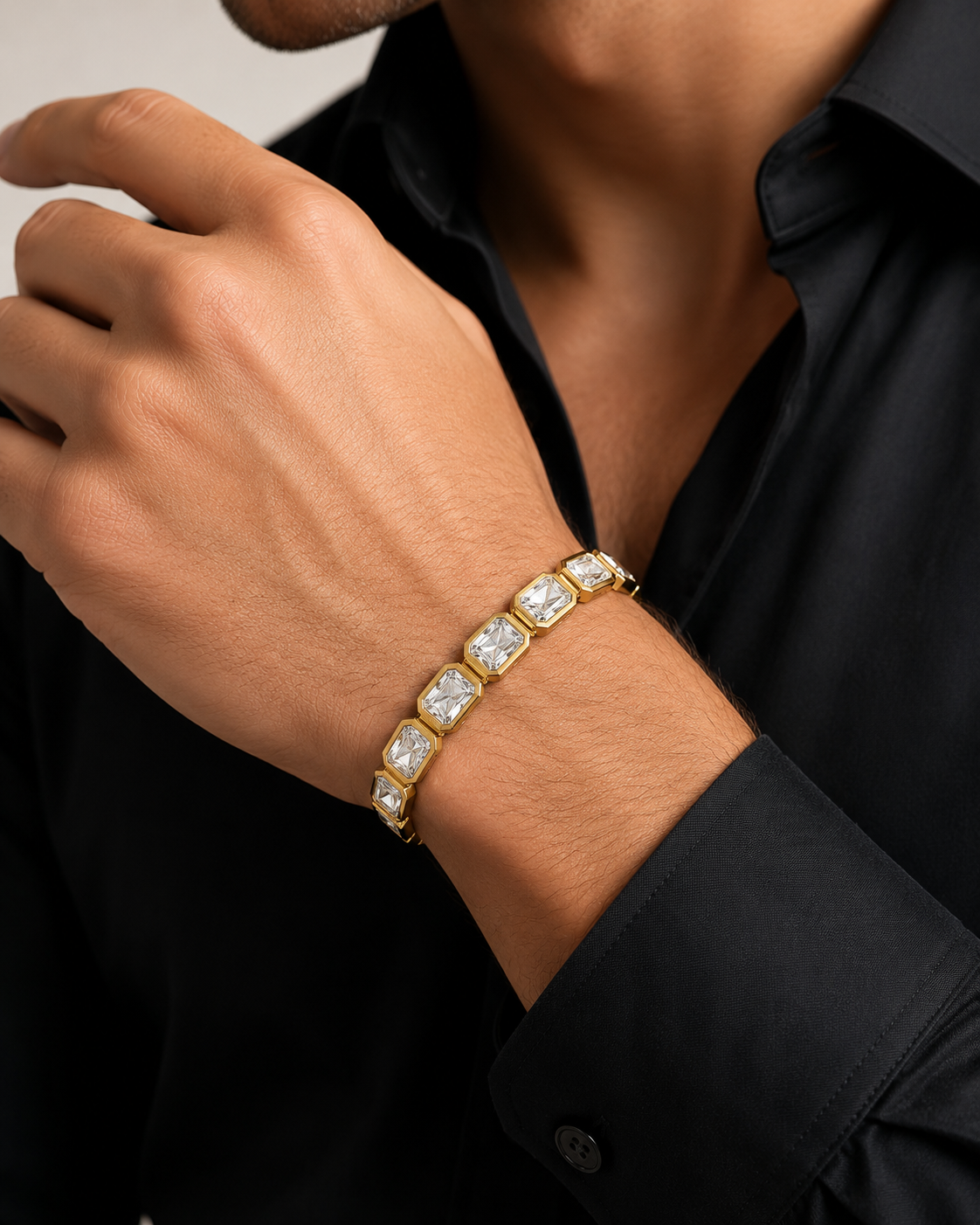 Stainless Steel Emerald CZ Bracelet