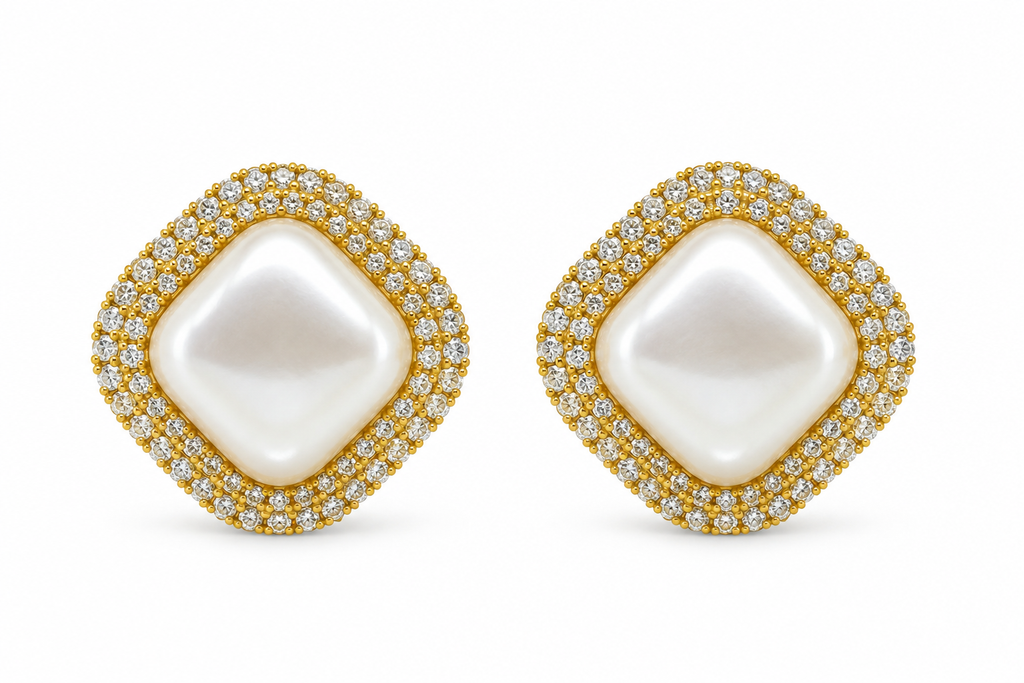 Callie Cushion Pearl Stud